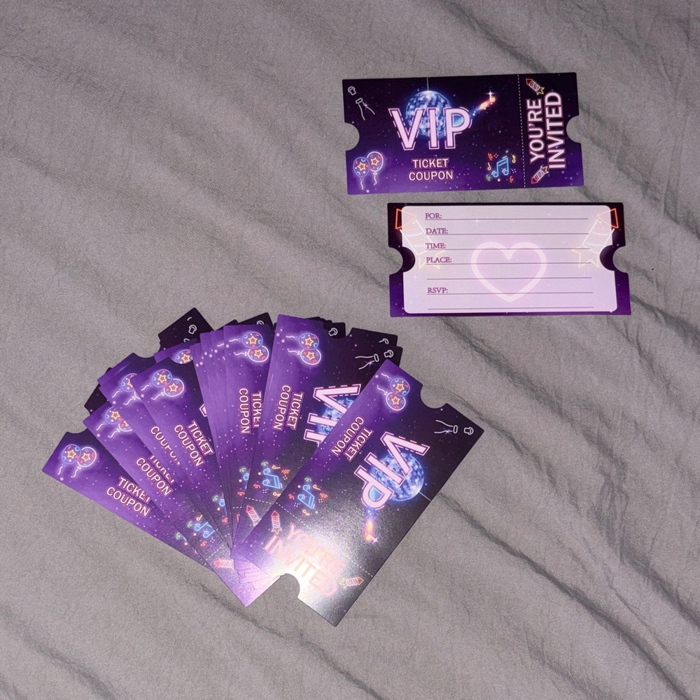 (18) Purple VIP Party Invitation Tickets